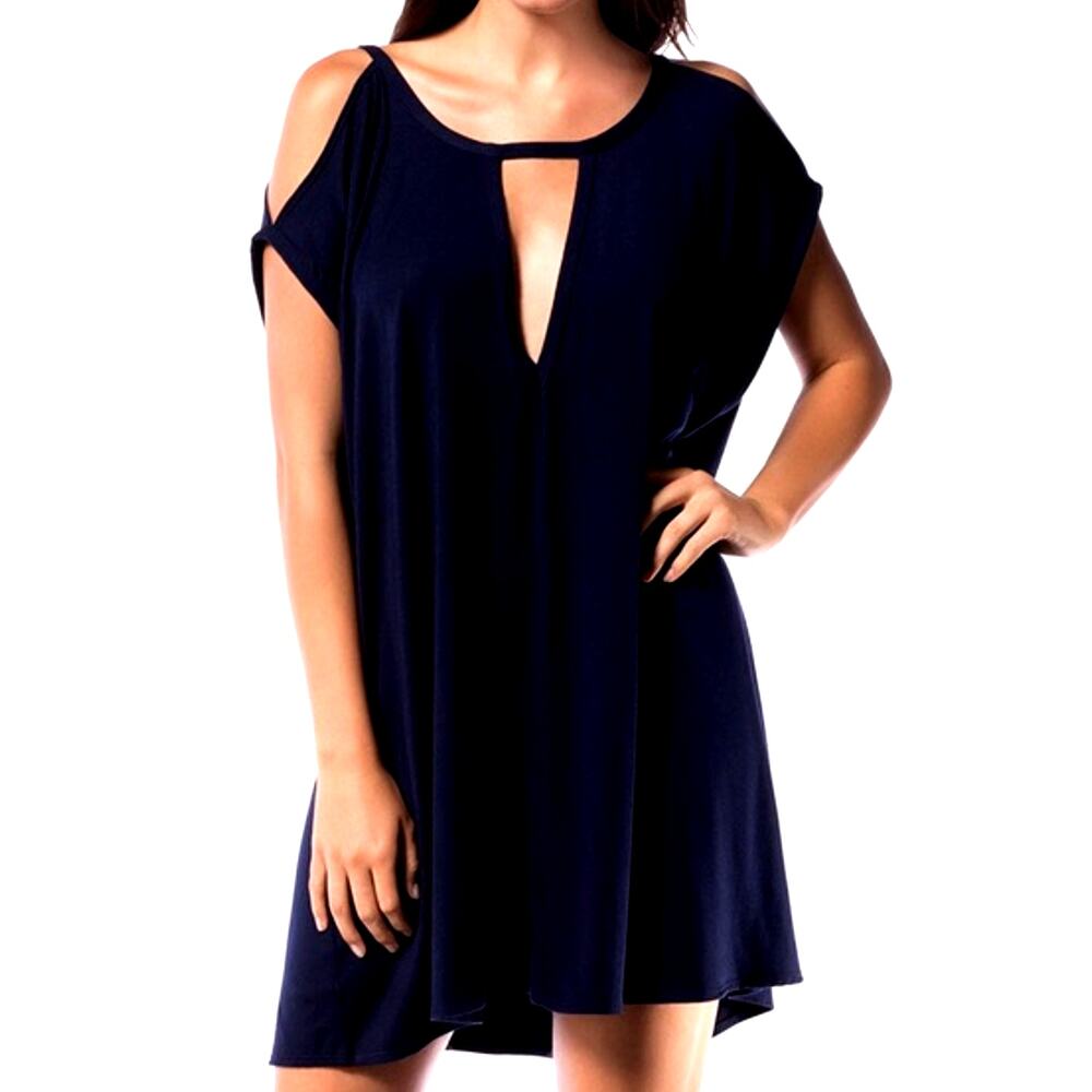 Robin Piccone Black Cold Shoulder Keyhole Dress Size Small - Summer Casual